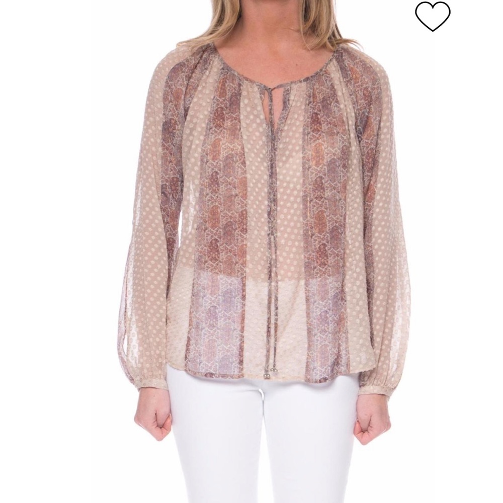 L’ Agence the pearl peasant silk blend blouse
